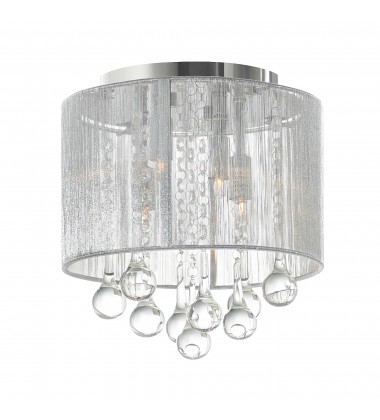  Water Drop 4 Light Drum Shade Flush Mount With Chrome Finish (5006C10C-R (S)) - CWI