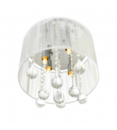 Water Drop 4 Light Drum Shade Flush Mount With Chrome Finish (5006C10C-R (W)) - CWI Water Drop 4 Light Drum Shade Flush Mount With Chrome Finish (5006C10C-R (W)) - CWI