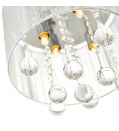 Water Drop 4 Light Drum Shade Flush Mount With Chrome Finish (5006C10C-R (W)) - CWI Water Drop 4 Light Drum Shade Flush Mount With Chrome Finish (5006C10C-R (W)) - CWI