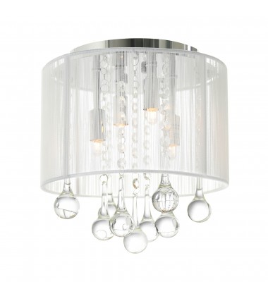  Water Drop 4 Light Drum Shade Flush Mount With Chrome Finish (5006C10C-R (W)) - CWI