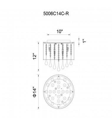  Water Drop 6 Light Drum Shade Flush Mount With Chrome Finish (5006C14C-R (S)) - CWI