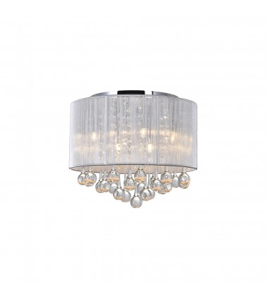  Water Drop 6 Light Drum Shade Flush Mount With Chrome Finish (5006C14C-R (S)) - CWI