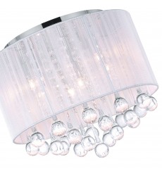  Water Drop 6 Light Drum Shade Flush Mount With Chrome Finish (5006C14C-R (W)) - CWI