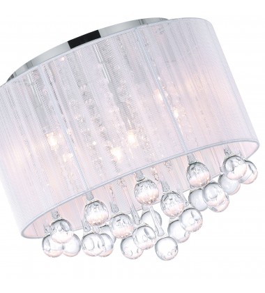 Water Drop 6 Light Drum Shade Flush Mount With Chrome Finish (5006C14C-R (W)) - CWI Water Drop 6 Light Drum Shade Flush Mount With Chrome Finish (5006C14C-R (W)) - CWI