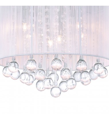 Water Drop 6 Light Drum Shade Flush Mount With Chrome Finish (5006C14C-R (W)) - CWI Water Drop 6 Light Drum Shade Flush Mount With Chrome Finish (5006C14C-R (W)) - CWI