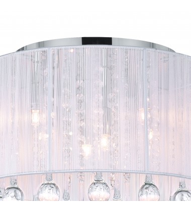 Water Drop 6 Light Drum Shade Flush Mount With Chrome Finish (5006C14C-R (W)) - CWI Water Drop 6 Light Drum Shade Flush Mount With Chrome Finish (5006C14C-R (W)) - CWI