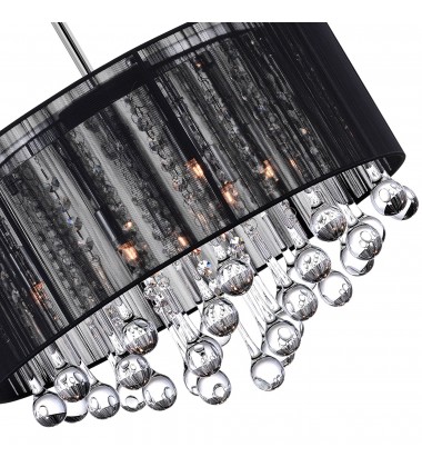  Water Drop 6 Light Drum Shade Chandelier With Chrome Finish (5006P18C-R(B)) - CWI