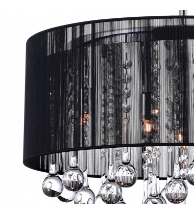  Water Drop 6 Light Drum Shade Chandelier With Chrome Finish (5006P18C-R(B)) - CWI