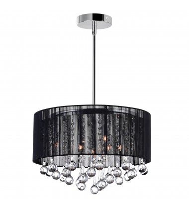  Water Drop 6 Light Drum Shade Chandelier With Chrome Finish (5006P18C-R(B)) - CWI