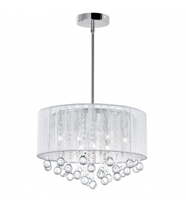  Water Drop 6 Light Drum Shade Chandelier With Chrome Finish (5006P18C-R(W)) - CWI