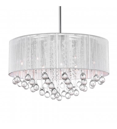  Water Drop 9 Light Drum Shade Chandelier With Chrome Finish (5006P22C-R(W)) - CWI