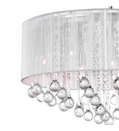  Water Drop 9 Light Drum Shade Chandelier With Chrome Finish (5006P22C-R(W)) - CWI