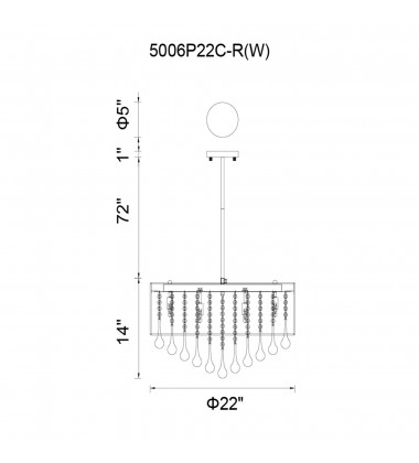  Water Drop 9 Light Drum Shade Chandelier With Chrome Finish (5006P22C-R(W)) - CWI