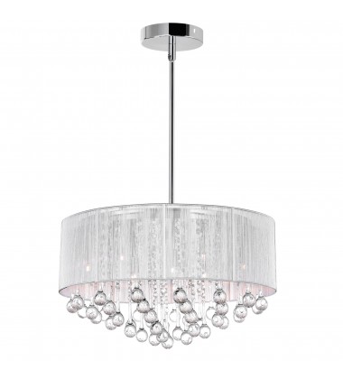 Water Drop 9 Light Drum Shade Chandelier With Chrome Finish (5006P22C-R(W)) - CWI