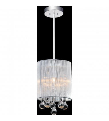  Water Drop 1 Light Drum Shade Mini Pendant With Chrome Finish (5006P6C-R (S)) - CWI