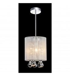  Water Drop 1 Light Drum Shade Mini Pendant With Chrome Finish (5006P6C-R (W)) - CWI