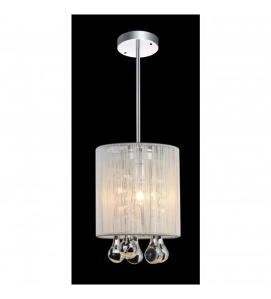  Water Drop 1 Light Drum Shade Mini Pendant With Chrome Finish (5006P6C-R (W)) - CWI