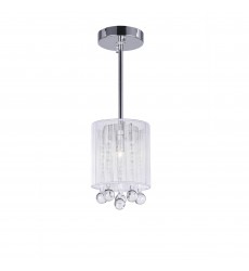Water Drop 1 Light Drum Shade Mini Pendant With Chrome Finish Water Drop 1 Light Drum Shade Mini Pendant With Chrome Finish (5006P6C-R (W)) - CWI