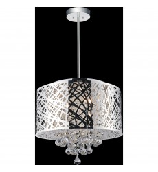  Eternity 6 Light Drum Shade Chandelier With Chrome Finish (5008P16ST-R) - CWI