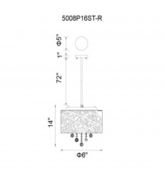  Eternity 6 Light Drum Shade Chandelier With Chrome Finish (5008P16ST-R) - CWI