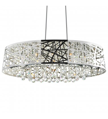 Eternity 8 Light Drum Shade Chandelier With Chrome Finish (5008P32ST-O) - CWI
