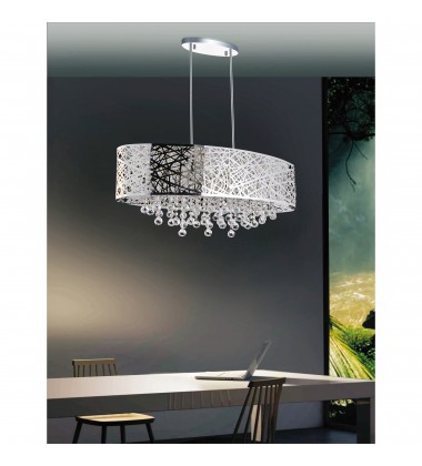  Eternity 8 Light Drum Shade Chandelier With Chrome Finish (5008P32ST-O) - CWI