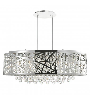  Eternity 8 Light Drum Shade Chandelier With Chrome Finish (5008P32ST-O) - CWI