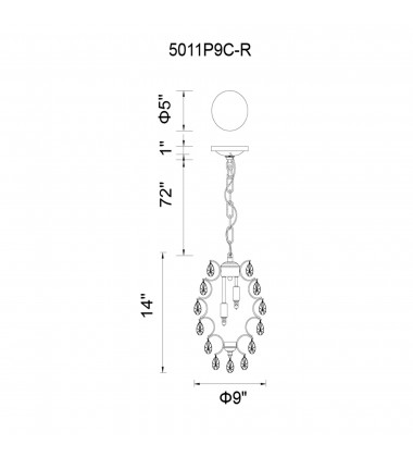  Charismatic 2 Light Down Mini Pendant With Chrome Finish (5011P9C-R (Clear)) - CWI