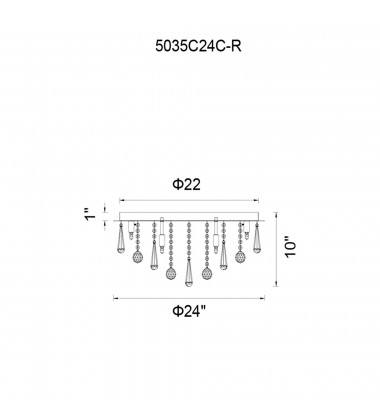  Brianna 12 Light Flush Mount With Chrome Finish (5035C24C-S) - CWI