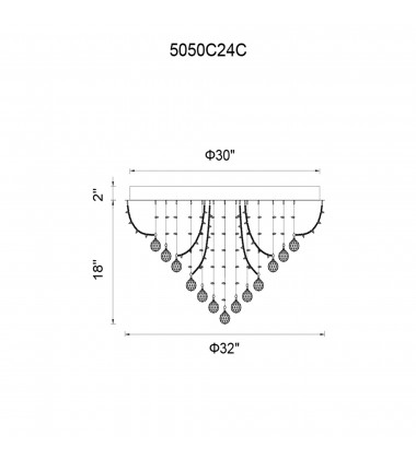  Fountain 9 Light Flush Mount With Chrome Finish (5050C24C) - CWI