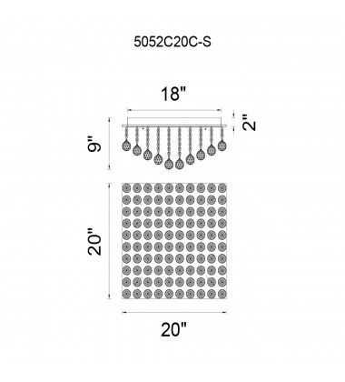  Sparkle 9 Light Flush Mount With Chrome Finish (5052C20C-S) - CWI