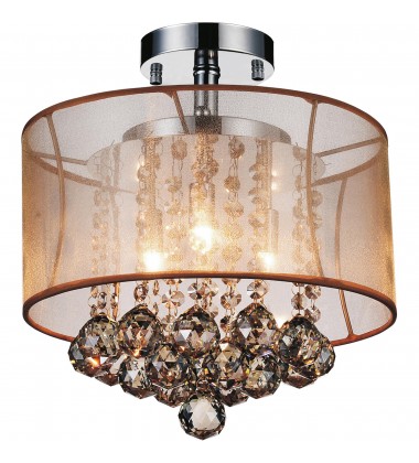  Radiant 3 Light Drum Shade Flush Mount With Chrome Finish (5062C12C (Chp + G)) - CWI