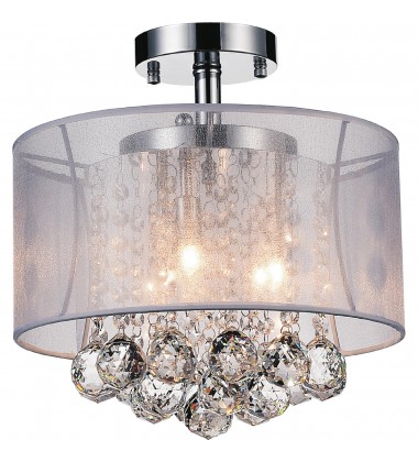  Radiant 3 Light Drum Shade Flush Mount With Chrome Finish (5062C12C (Clear + W)) - CWI
