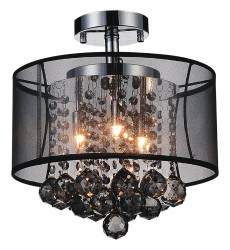  Radiant 3 Light Drum Shade Flush Mount With Chrome Finish (5062C12C (Smoke + B)) - CWI