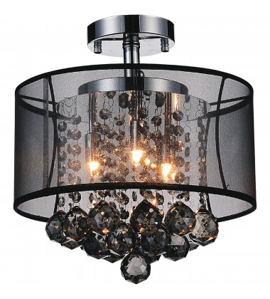  Radiant 3 Light Drum Shade Flush Mount With Chrome Finish (5062C12C (Smoke + B)) - CWI