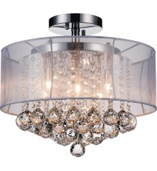  Radiant 6 Light Drum Shade Flush Mount With Chrome Finish (5062C16C (Clear + W)) - CWI