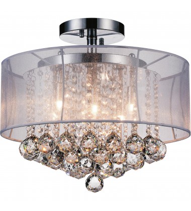  Radiant 6 Light Drum Shade Flush Mount With Chrome Finish (5062C16C (Clear + W)) - CWI