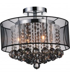  Radiant 6 Light Drum Shade Flush Mount With Chrome Finish (5062C16C (Smoke + B)) - CWI