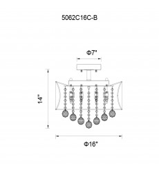  Radiant 6 Light Drum Shade Flush Mount With Chrome Finish (5062C16C (Smoke + B)) - CWI