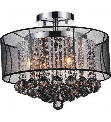  Radiant 6 Light Drum Shade Flush Mount With Chrome Finish (5062C16C (Smoke + B)) - CWI