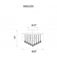  Radiant 9 Light Drum Shade Flush Mount With Chrome Finish (5062C20C (Clear + W)) - CWI