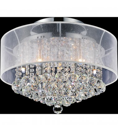  Radiant 9 Light Drum Shade Flush Mount With Chrome Finish (5062C20C (Clear + W)) - CWI