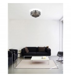  Radiant 9 Light Drum Shade Flush Mount With Chrome Finish (5062C20C (Smoke + B)) - CWI