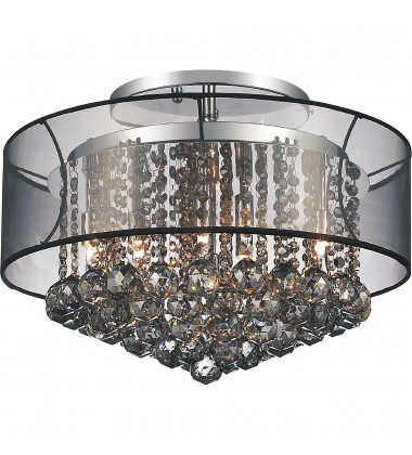  Radiant 9 Light Drum Shade Flush Mount With Chrome Finish (5062C20C (Smoke + B)) - CWI