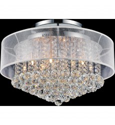  Radiant 12 Light Drum Shade Flush Mount With Chrome Finish (5062C24C (Clear + W)) - CWI