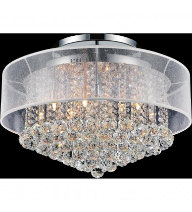  Radiant 12 Light Drum Shade Flush Mount With Chrome Finish (5062C24C (Clear + W)) - CWI