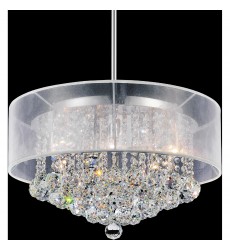  Radiant 9 Light Drum Shade Chandelier With Chrome Finish (5062P20C (Clear + W)) - CWI
