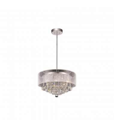  Radiant 9 Light Drum Shade Chandelier With Chrome Finish (5062P20C (Clear + W)) - CWI