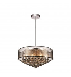  Radiant 9 Light Drum Shade Chandelier With Chrome Finish (5062P20C (Smoke + BK)) - CWI