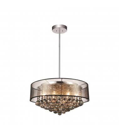  Radiant 9 Light Drum Shade Chandelier With Chrome Finish (5062P20C (Smoke + BK)) - CWI